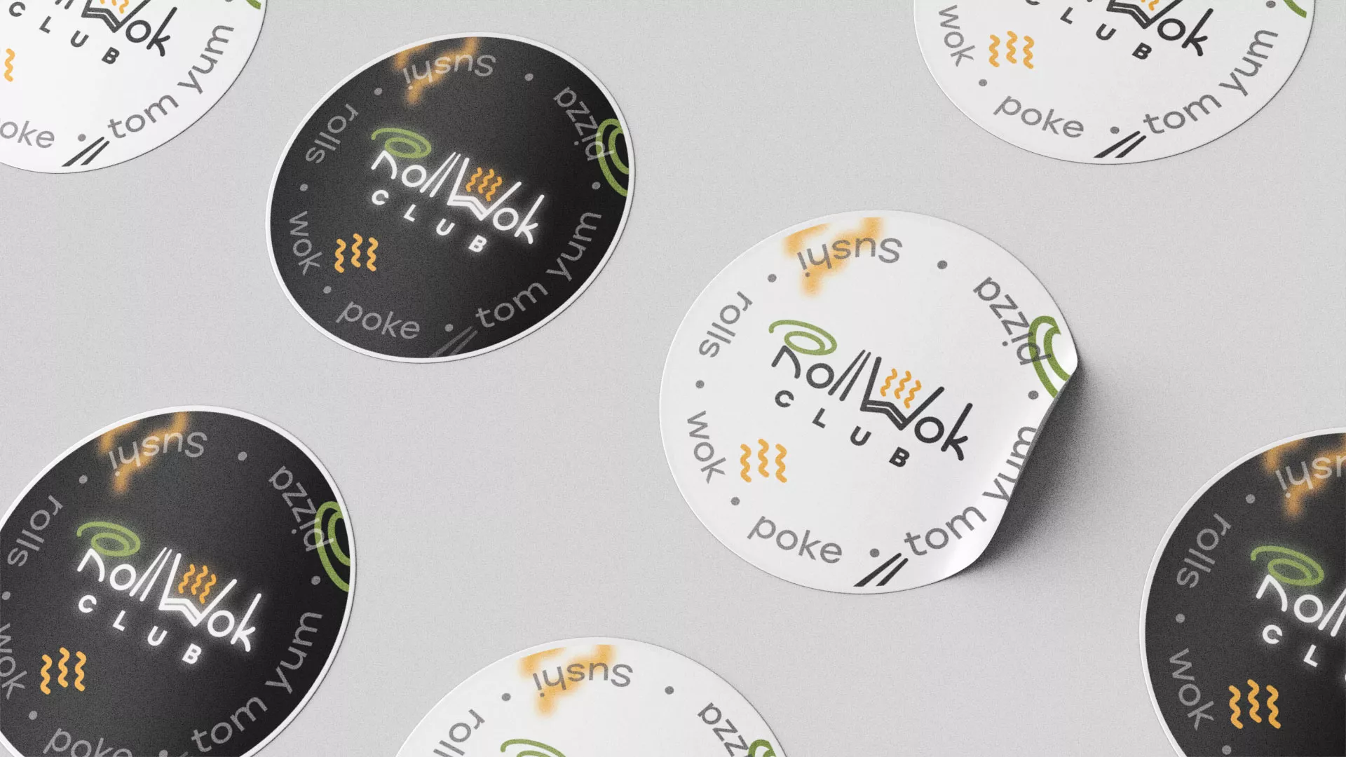 Разработка наклеек для суши-бара «Roll Wok Club» в Нерчинске